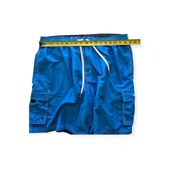 Speedo Shorts Men XXL Blue Swim Trunks; 2 Pockets + 2 Cargo Pockets - Picture 3 of 5